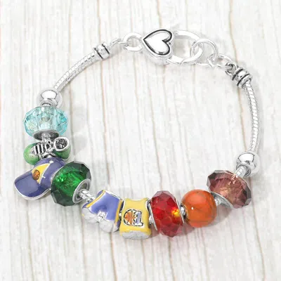 Fashnzfab Multi Bead Cap Shoe Bracelet In Red