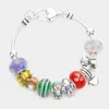 Fashnzfab Multi Bead Cartoon Charm Bracelet Antique Silver, Multi In Multi