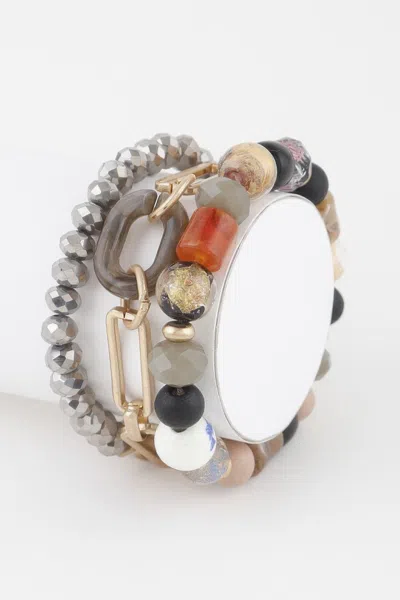 Fashnzfab Multi Bead Chain Bracelet In Black