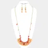 Fashnzfab Multi Bead Detail Thread Fringe Long Necklace In Gold