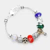 Fashnzfab Multi Bead Love Flower Charm Bracelet Multi, Two Tone In Multi