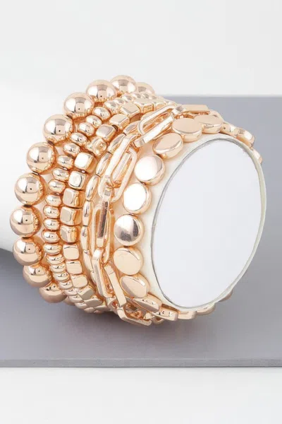 Fashnzfab Multi Bead N Chain Bracelet In Gold