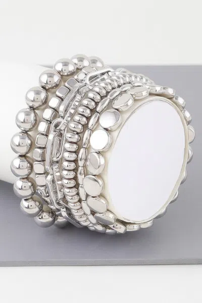 Fashnzfab Multi Bead N Chain Bracelet In Silver