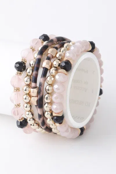 Fashnzfab Multi Bead N Crystal Bracelets In Metallic