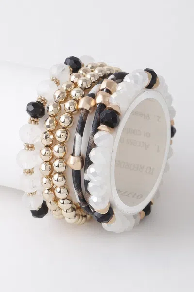 Fashnzfab Multi Bead N Crystal Bracelets In Gold