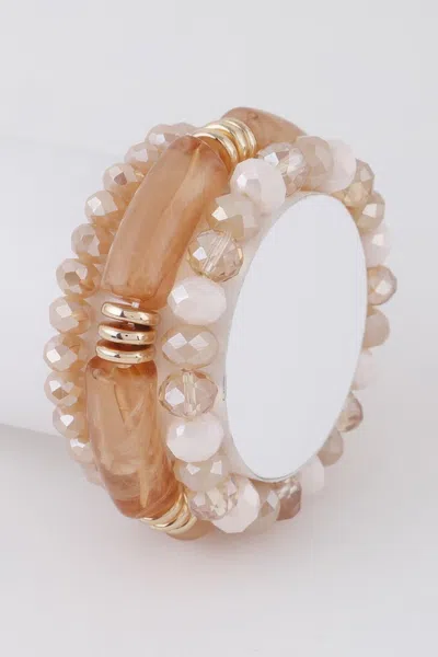 Fashnzfab Multi Bead N Tube Bracelet In Gold