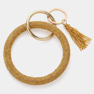 Fashnzfab Multi Bead Statement Tassel Key Ring /bracelet Gold