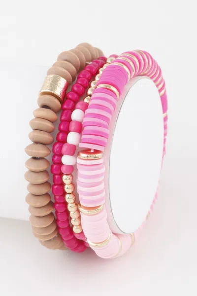 Fashnzfab Multi Beaded Bracelet In Pink