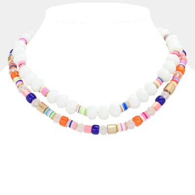 Fashnzfab Multi Beaded Double Layered Necklace In Silver