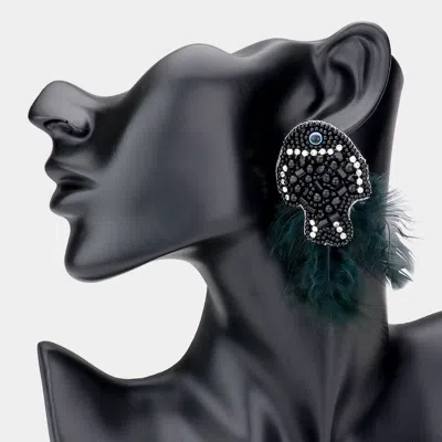 Fashnzfab Multi Beaded Feather Fish Earrings In Metallic