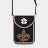 Fashnzfab Multi Beaded Fleur De Lis Flower Crossbody Bag In Black
