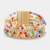 Fashnzfab Multi Beaded Layered Magnetic Bracelet Multi In Multi