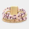 Fashnzfab Multi Beaded Layered Magnetic Bracelet Multi, Purple In Multi