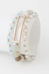 Fashnzfab Multi Beaded N Rectangular Pendant Bracelet In Multi