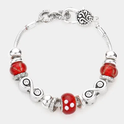 Fashnzfab Multi Beads Bracelet In Red