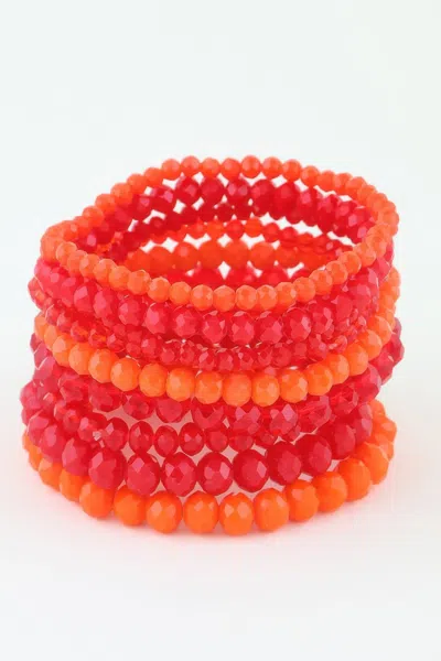 Fashnzfab Multi Blaze Crystal Beaded Bracelet In Red