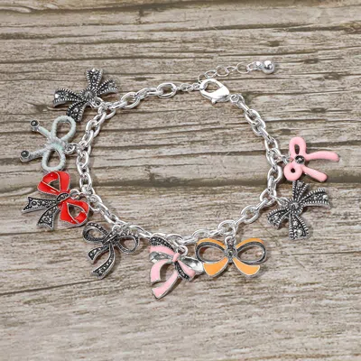 Fashnzfab Multi Bow Charm Station Bracelet
