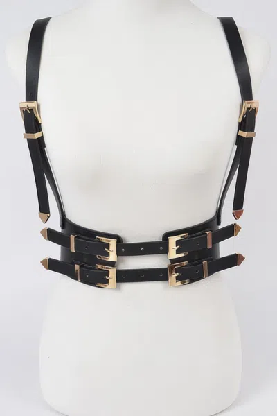 Fashnzfab Multi Buckle Plus Size Harness Belt In Black