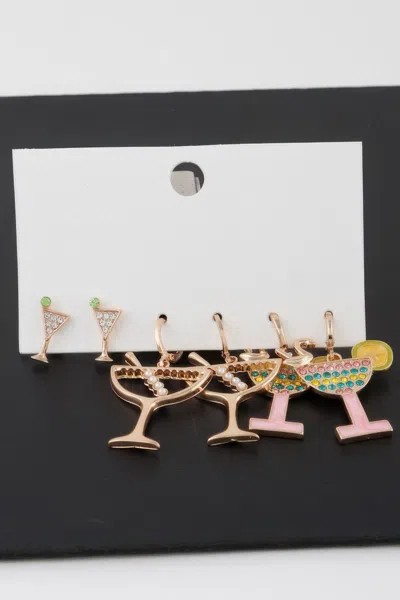 Fashnzfab Multi Cocktail Earrings Set In Gold