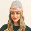 Fashnzfab Multi Color Band Fleece Beanie In Gray