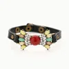 Fashnzfab Multi Color Bead Snap Button Bracelet Burgundy, Hematite In Multi