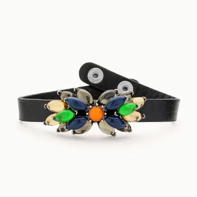 Fashnzfab Multi Color Bead Snap Button Bracelet Multi
