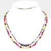 Fashnzfab Multi Color Bead Statement Love Layered Necklace In Multi