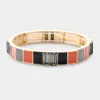 Fashnzfab Multi Color Block Stretch Bracelet Black Diamond, Gold In Multi