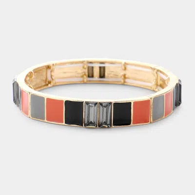 Fashnzfab Multi Color Block Stretch Bracelet Black Diamond, Gold