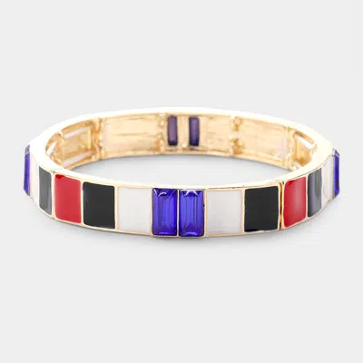 Fashnzfab Multi Color Block Stretch Bracelet Gold, Sapphire