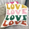 Fashnzfab Multi Color Love Reversible Throw Blanket In Multi