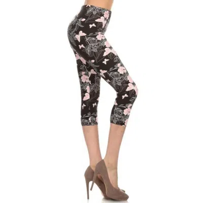 Fashnzfab Multi-color Print, Cropped Capri Leggings In A Fitted Style With A Banded High Waist