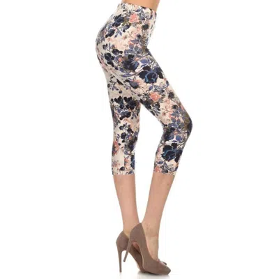 Fashnzfab Multi-color Print, Cropped Capri Leggings In A Fitted Style With A Banded High Waist