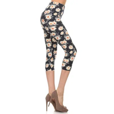 Fashnzfab Multi-color Print, Cropped Capri Leggings In A Fitted Style With A Banded High Waist