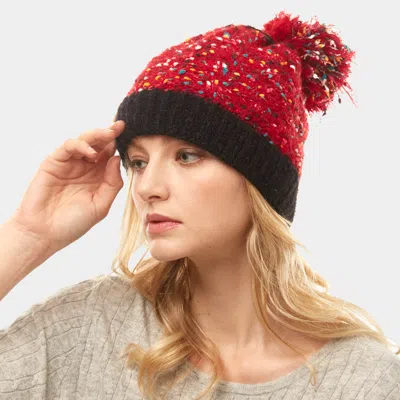 Fashnzfab Multi Color Sprinkles Pom Pom Beanie Hat In White