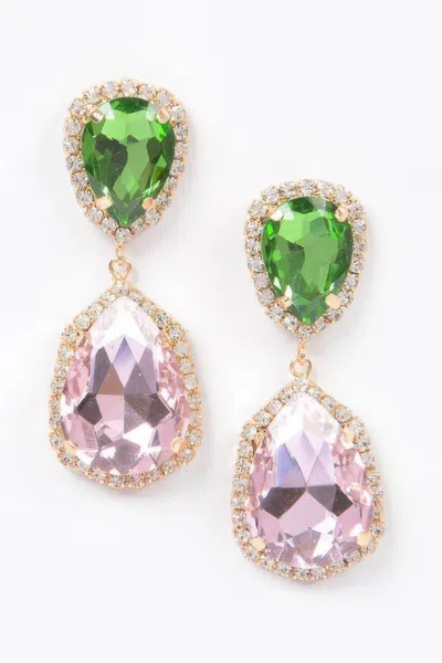 Fashnzfab Multi Color Stone Earring In Gold