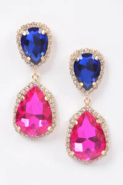 Fashnzfab Multi Color Stone Earring In Purple