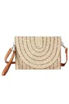 Fashnzfab Multi Color Straw Clutch & Crossbody Bag In Gray