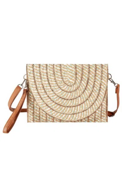 Fashnzfab Multi Color Straw Clutch & Crossbody Bag In Gray
