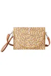 Fashnzfab Multi Color Straw Clutch & Crossbody Bag In Gray