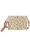 Fashnzfab Multi Color Straw Clutch & Crossbody Bag In Sand