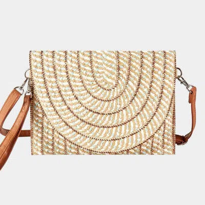 Fashnzfab Multi Color Straw Clutch Bag / Crossbody Bag In Gray