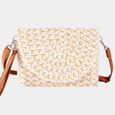 Fashnzfab Multi Color Straw Clutch Bag / Crossbody Bag In Pink