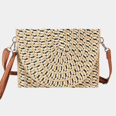 Fashnzfab Multi Color Straw Clutch Bag / Crossbody Bag In Sand
