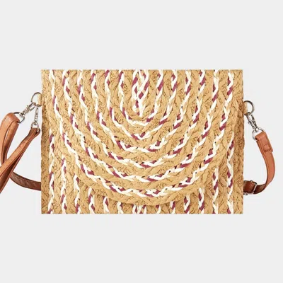 Fashnzfab Multi Color Straw Clutch / Crossbody Bag In Gray