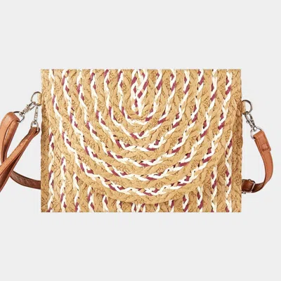 Fashnzfab Multi Color Straw Clutch / Crossbody Bag In Gray