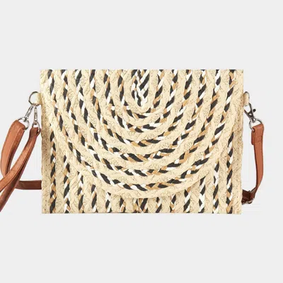 Fashnzfab Multi Color Straw Clutch / Crossbody Bag In Sand