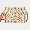 Fashnzfab Multi Color Straw Clutch / Crossbody Bag In Sand