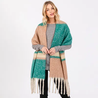 Fashnzfab Multi Color Stripe Scarf In Blue