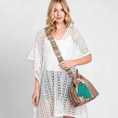 Fashnzfab Multi Color Striped Bucket Bag In Blue